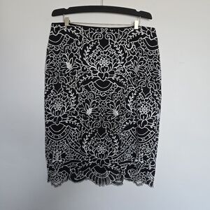 VTG IXE Black and White Embroidered Skirt